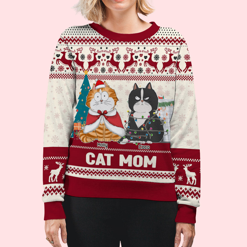 Personalized Custom All-Over-Print Christmas With Cats Unisex Sweatshirt