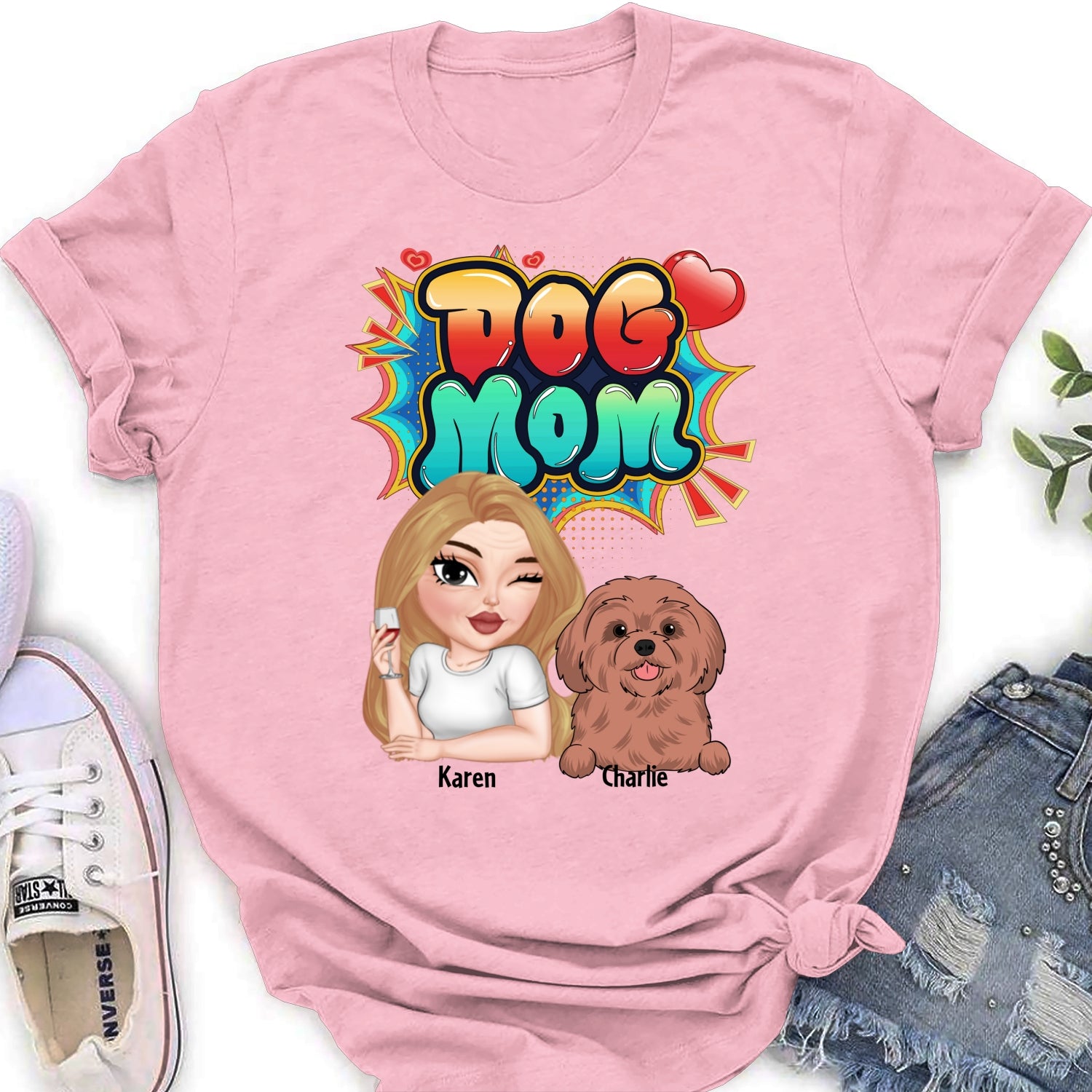 Sweet Dog Mom - Personalized Custom Women's Cotton Blend T-Shirt for Pet Lovers