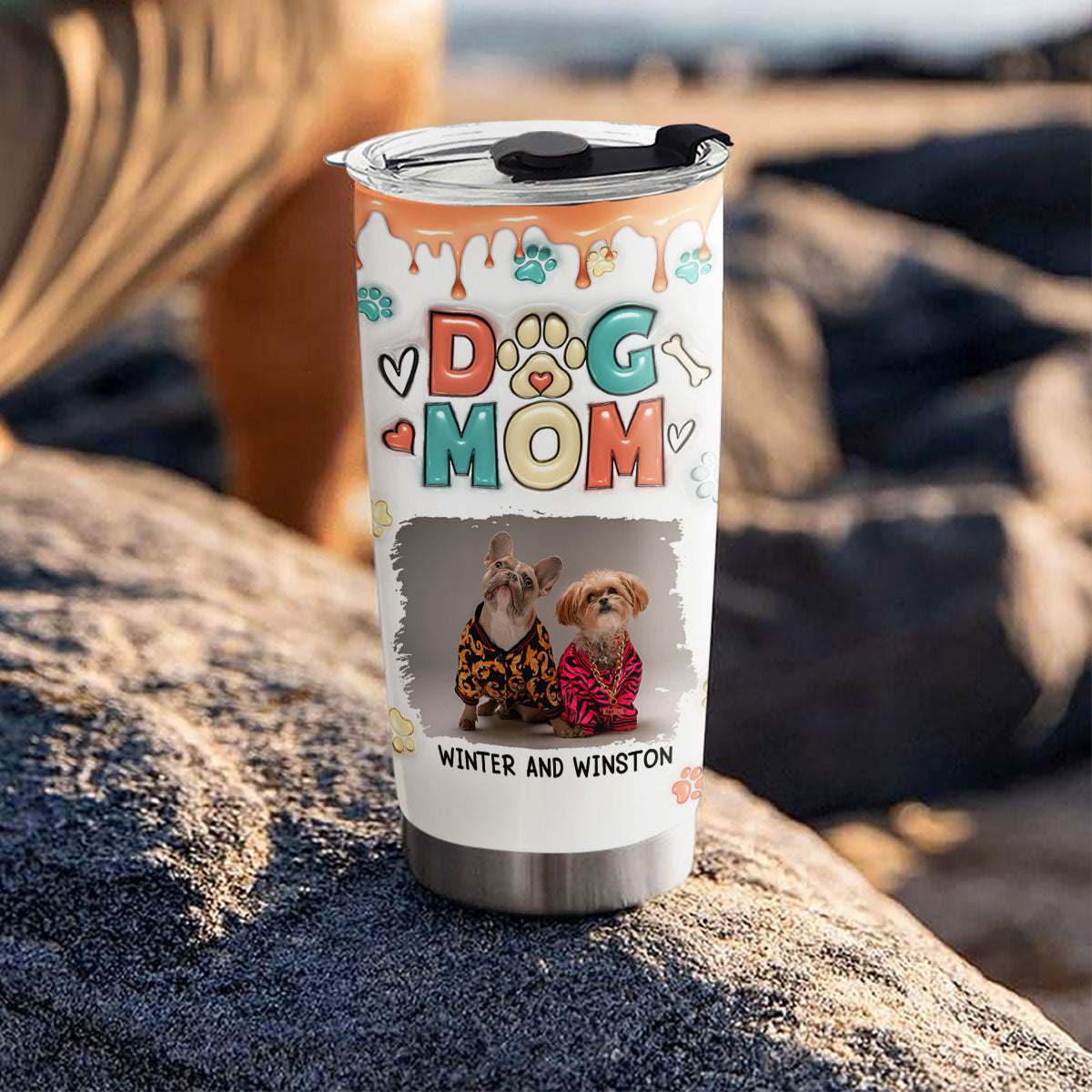 Adorable Custom 3D Inflated Effect Personalized Tumbler for Dog Moms