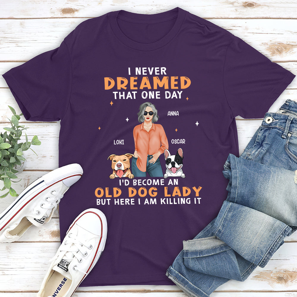 Old Dog Lady 2 - Personalized Custom Unisex 5.3 oz T-shirt for Pet Lovers