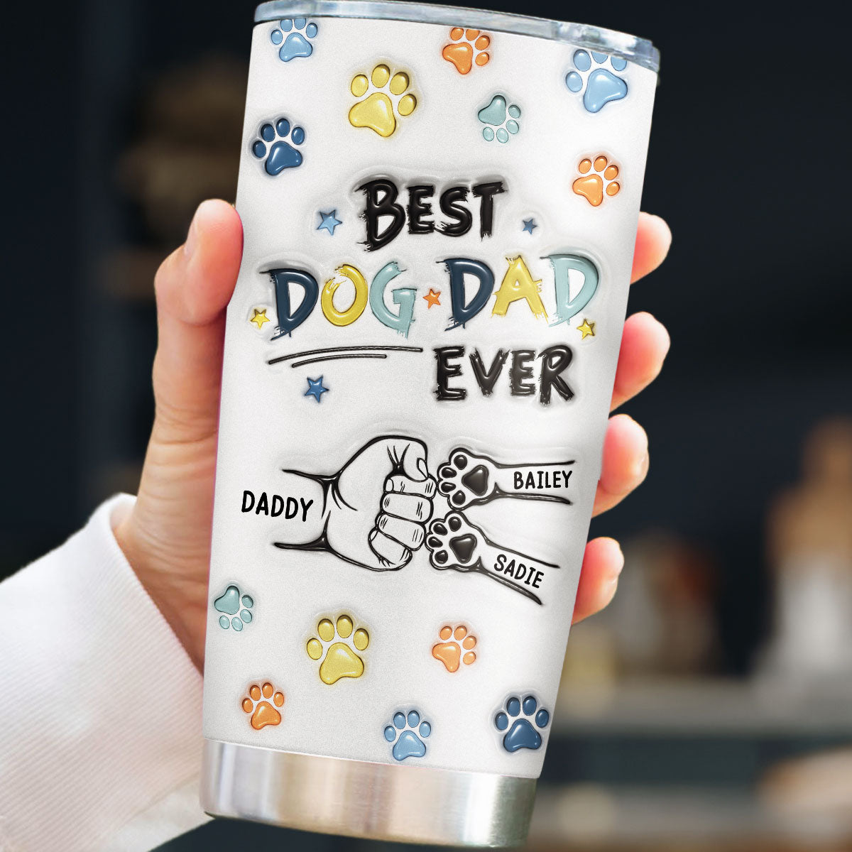 Best Personalized Custom 3D Inflated Effect Stainless Steel Tumbler for Dog Dads