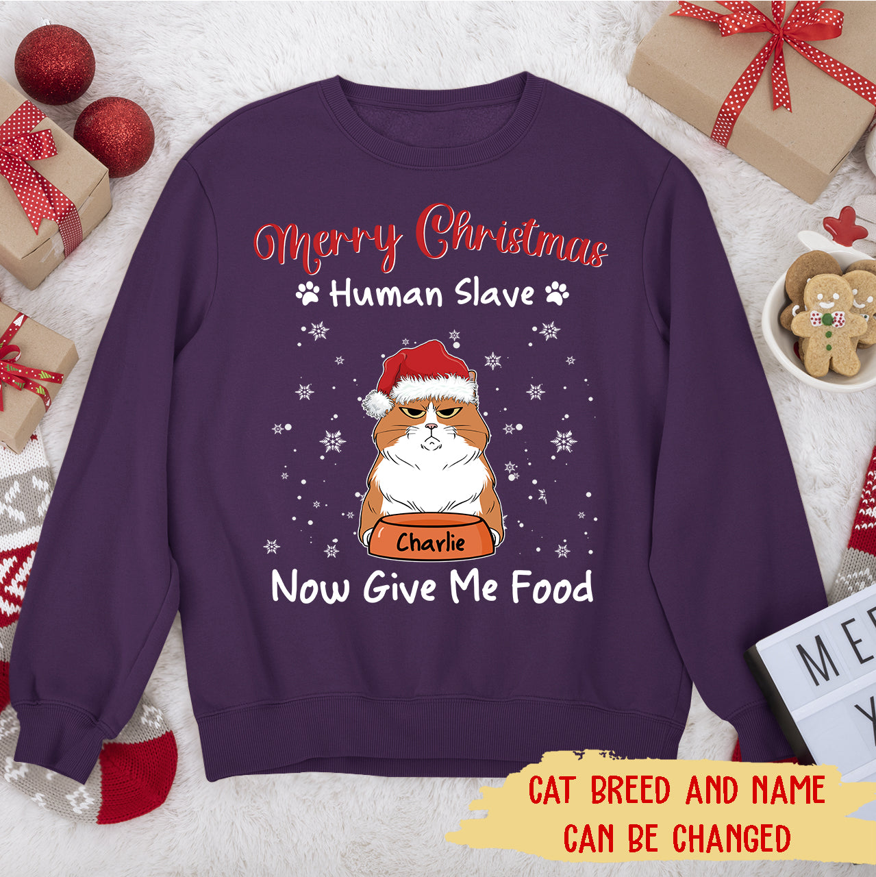 Merry Christmas Personalized Custom Unisex 8.0 oz Human Slave Sweatshirt for Pet Lovers