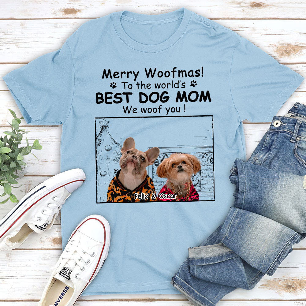 Top-Rated Personalized Custom Unisex Christmas T-shirt for the Best Dog Moms