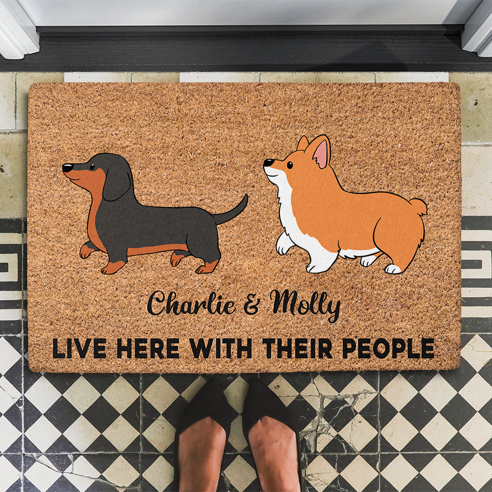 Dog Lives Here - Customizable Personalized Dog Picture Doormat for Pet Lovers