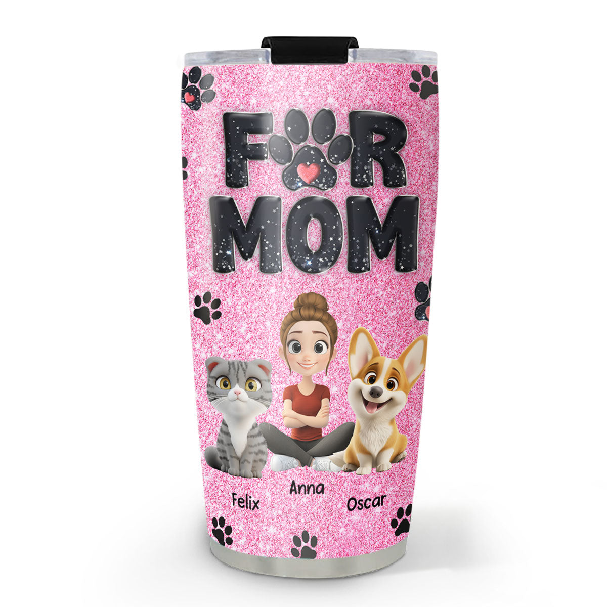 Stylish and Personalized Lovely Fur Mom Blink Custom Tumbler