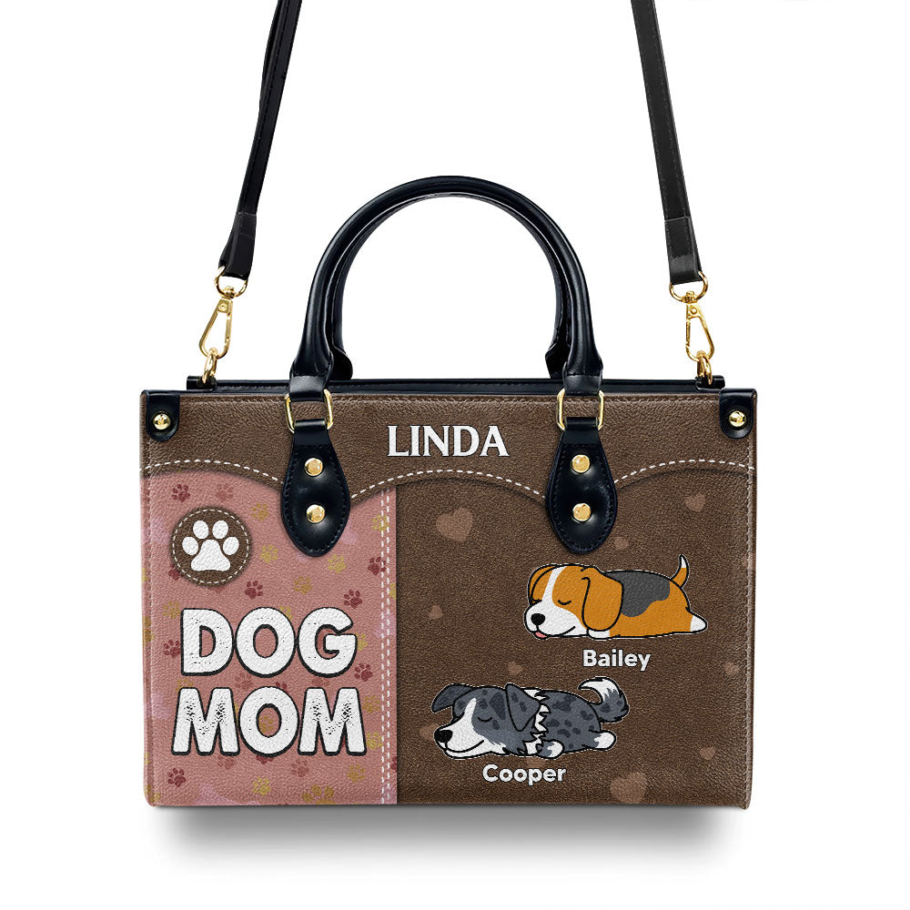 Personalized Custom Leather Bag for Dog Moms with Paw Print Design