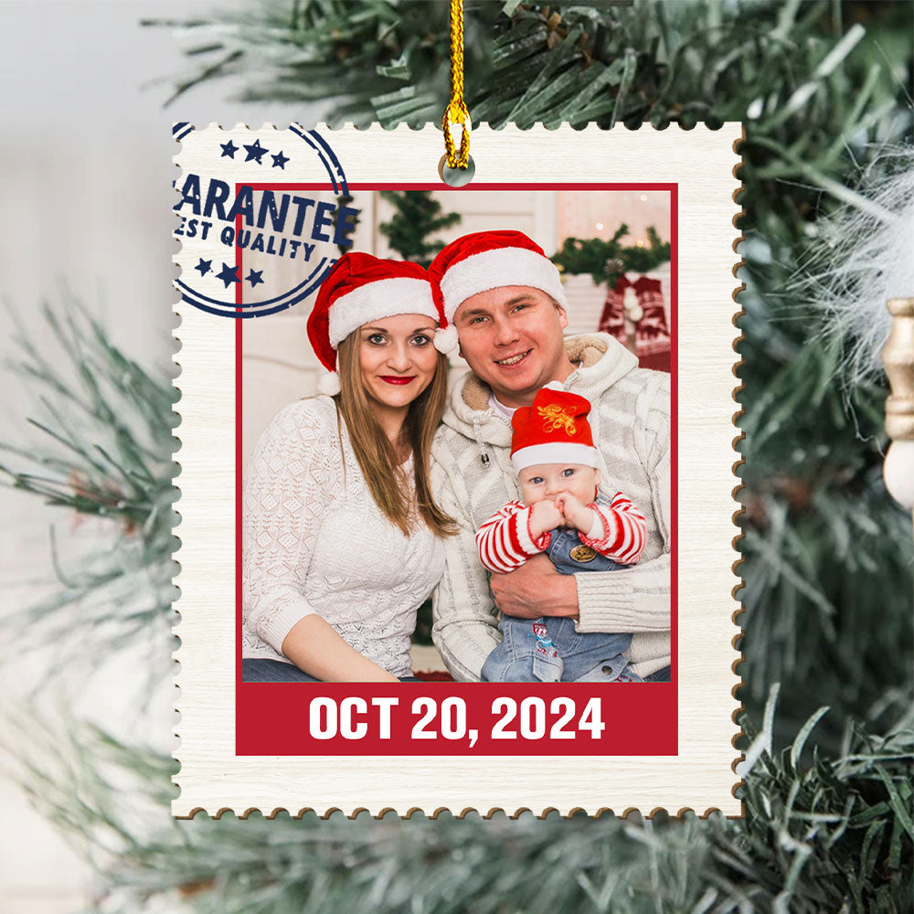Personalized Custom 1 - layered Wood Photo Stamp Christmas Ornament