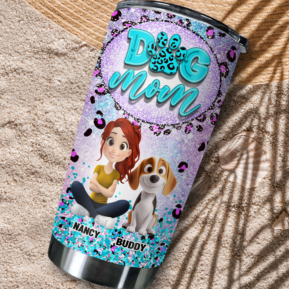 Stylish Dog Mom Paw Leopard Personalized Custom 20oz Tumbler