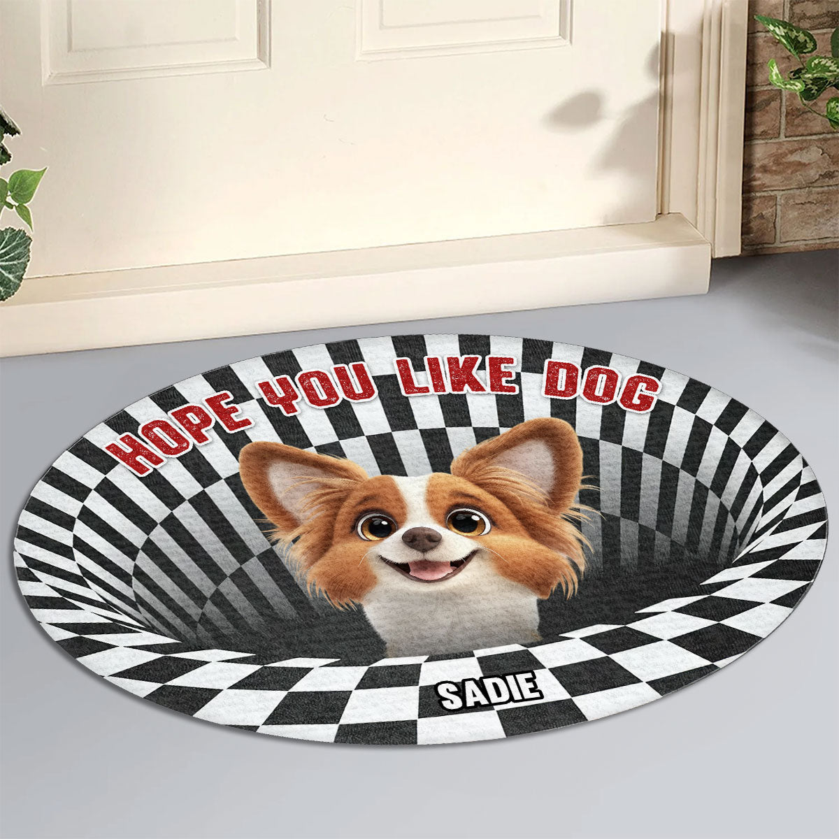 Adorable Hope You Like Dogs Cartoon - Personalized Custom Doormat with Your Pet's Picture