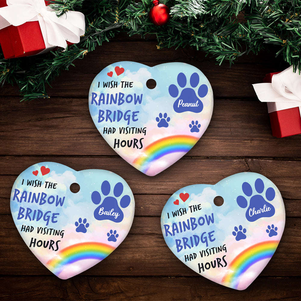 Rainbow Bridge - Exquisite Personalized Custom Heart Ceramic Christmas Ornament for Pet Lovers