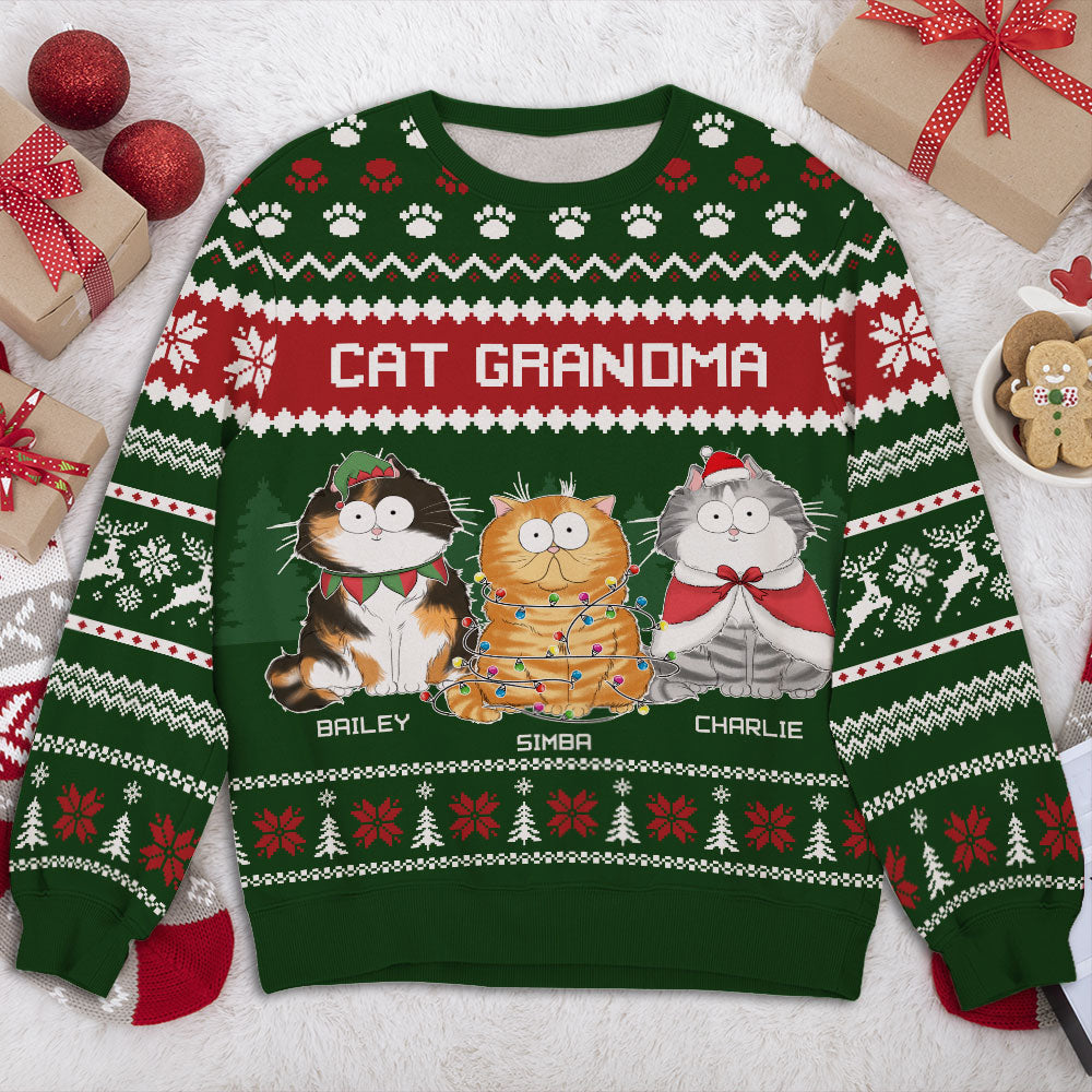 Funny Customizable Cat Grandma All-Over-Print Unisex Sweatshirt - Ideal Gift for Pet Lovers