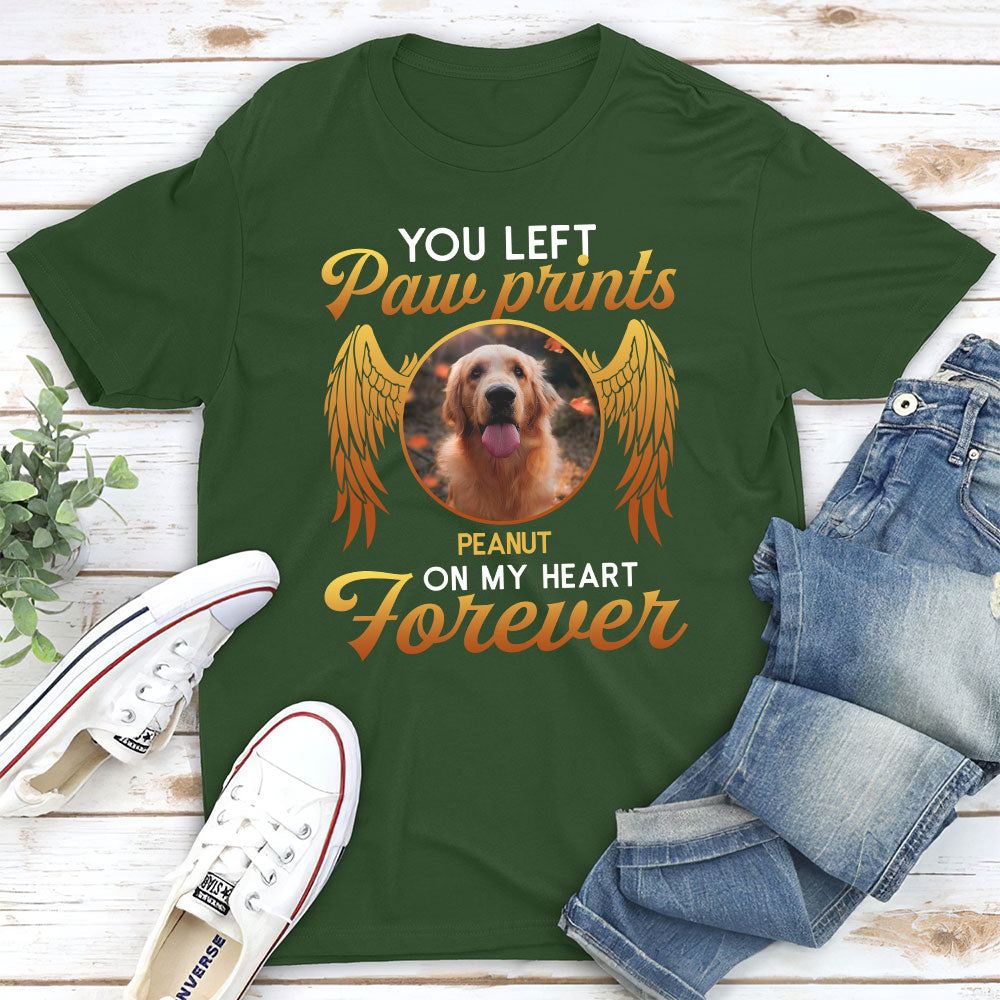 On My Heart Forever - Personalized Custom Unisex 5.3 oz T-shirt for Pet Lovers