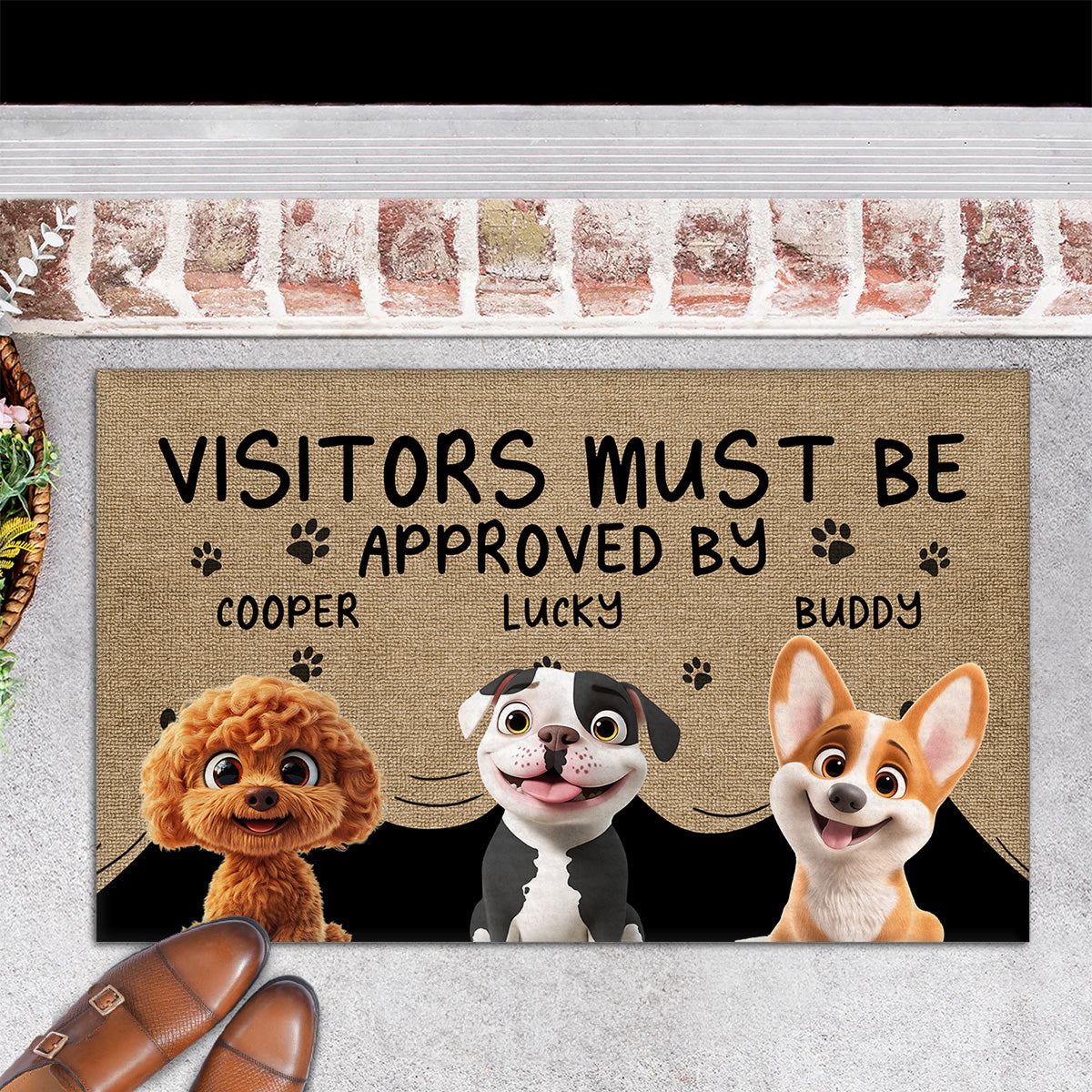 Approved By Dog Cartoon - Personalized Custom Doormat with Sublimation Printing and Multiple Size Options