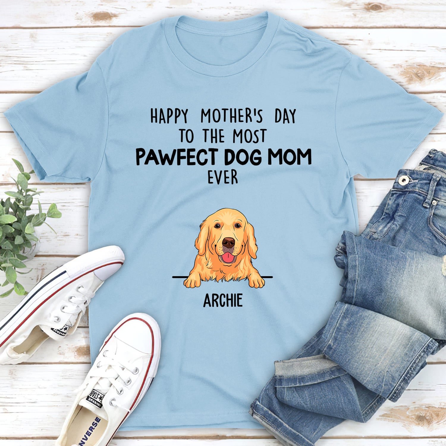 Pawfect Dog Mom - Customizable Personalized Unisex 5.3 oz T-shirt for Pet Lovers