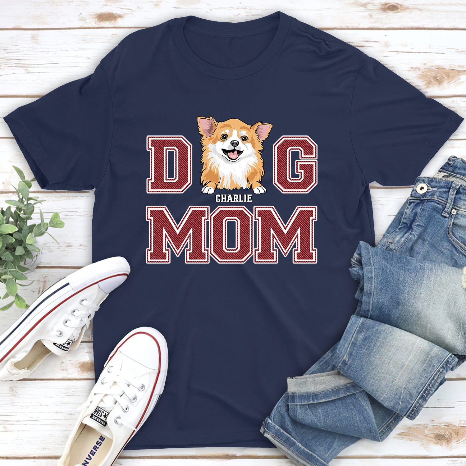 Customizable Unisex Personalized Dog Mom/Dog Dad Basic T-shirt