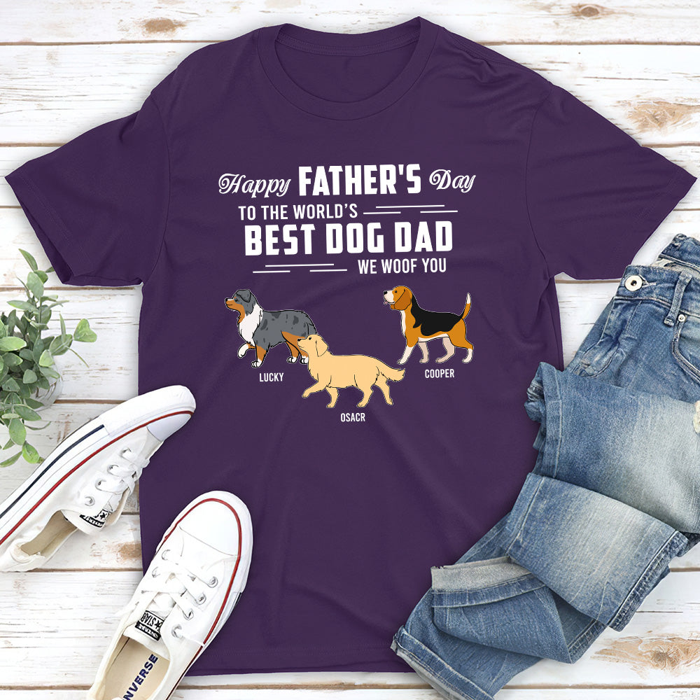 Woof You My Best Dad - Personalized Custom Unisex 5.3 oz T-shirt for Pet Lovers