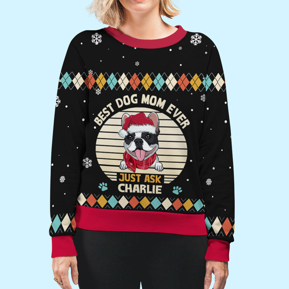 Best Dog Dad/Mom Ever - Personalized Custom All-Over-Print Unisex 8.8 oz Polyester Blend Sweatshirt for Pet Lovers