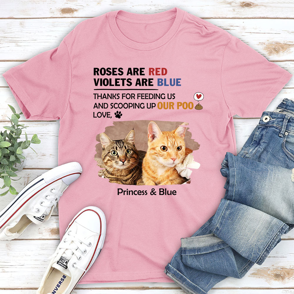 Thanks For Feeding Us - Personalized Custom Unisex 5.3 oz T-shirt for Pet Lovers