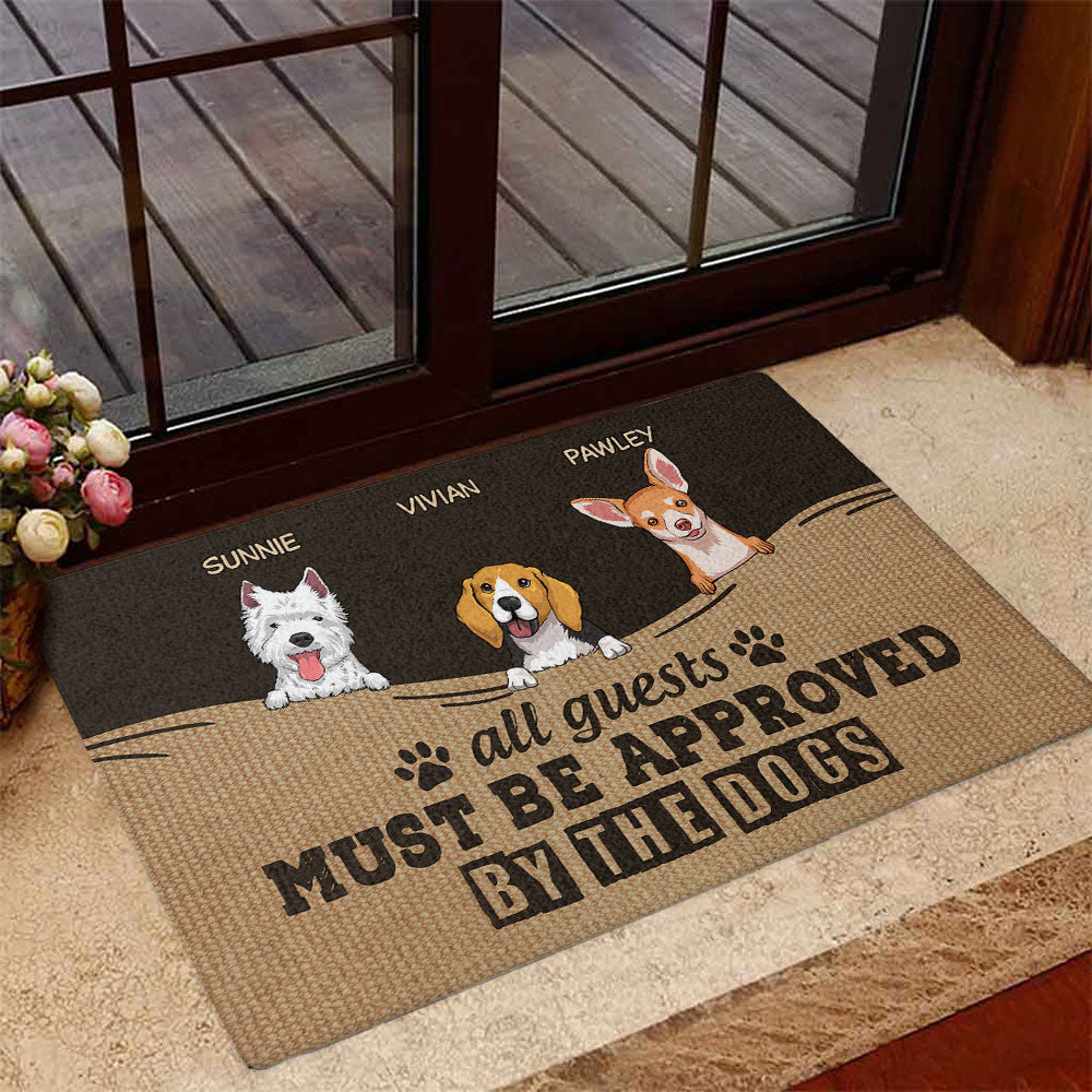 Must Be Approved By The Dog - Personalized Custom Doormat with Cat's Picture in 2 Sizes