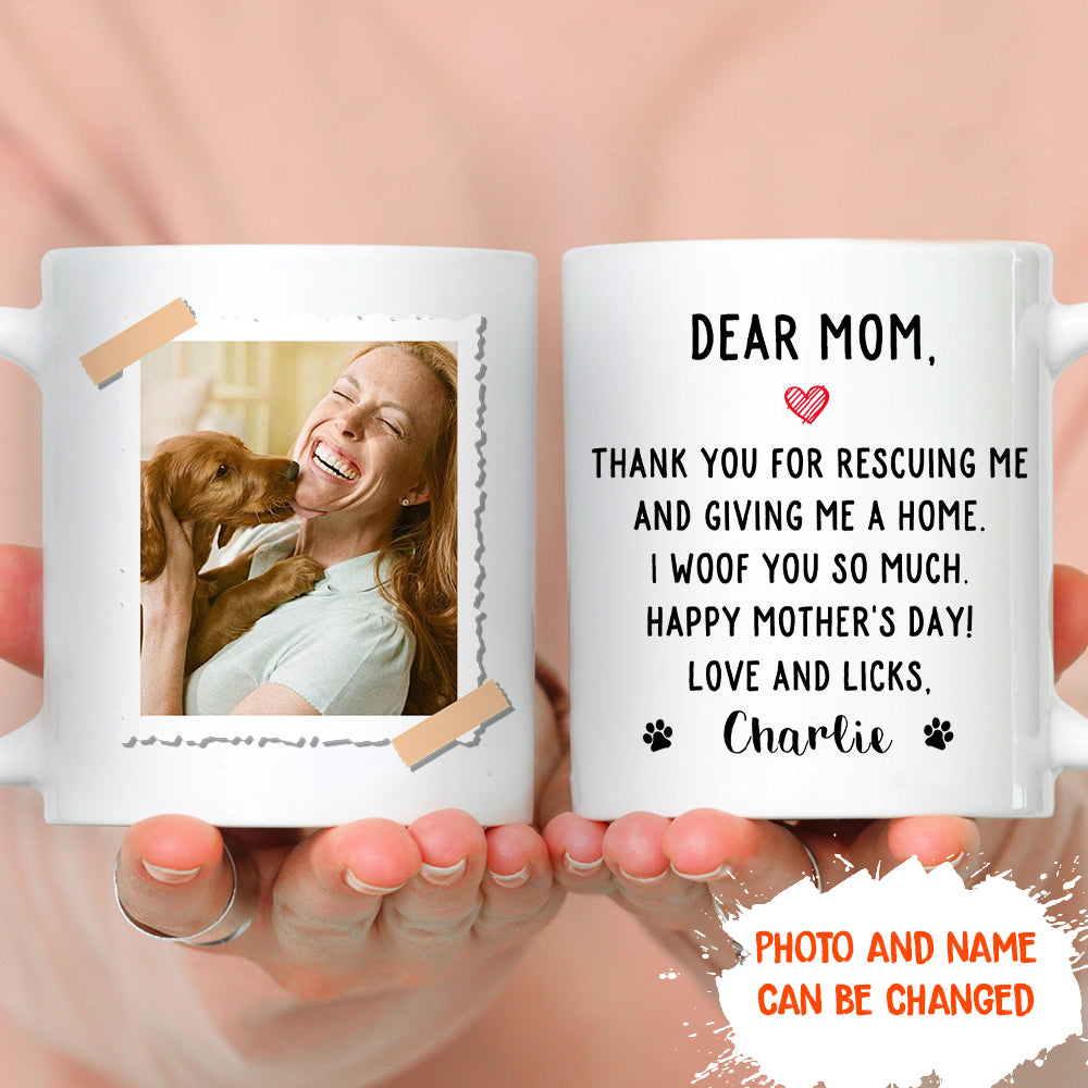 Thank You For Rescuing Me - Personalized Custom Photo 11oz/15oz Coffee Mug for Pet Lovers