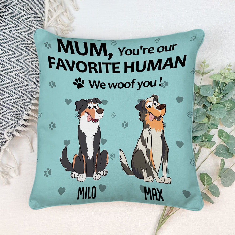 To My Favorite Human - Personalized Custom Throw Pillow for Dog Lovers in 12' x 12' and 18' x 18' Sizes