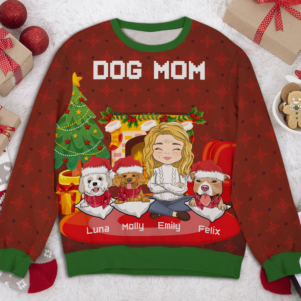 Christmas At Home - Personalized Custom All-Over-Print Unisex 8.8 oz Polyester Blend Sweatshirt for Pet Lovers