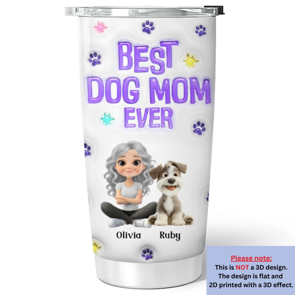 Unique Personalized Custom 3D Inflated Effect Dog Mom Power Cartoon Chibi Tumbler