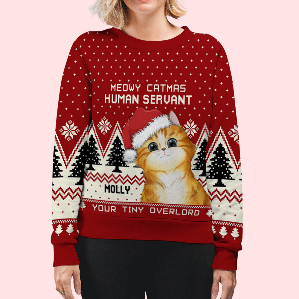 Favorite Human Servant - Personalized Custom All-Over-Print Unisex 8.8 oz Polyester Blend Sweatshirt for Pet Lovers