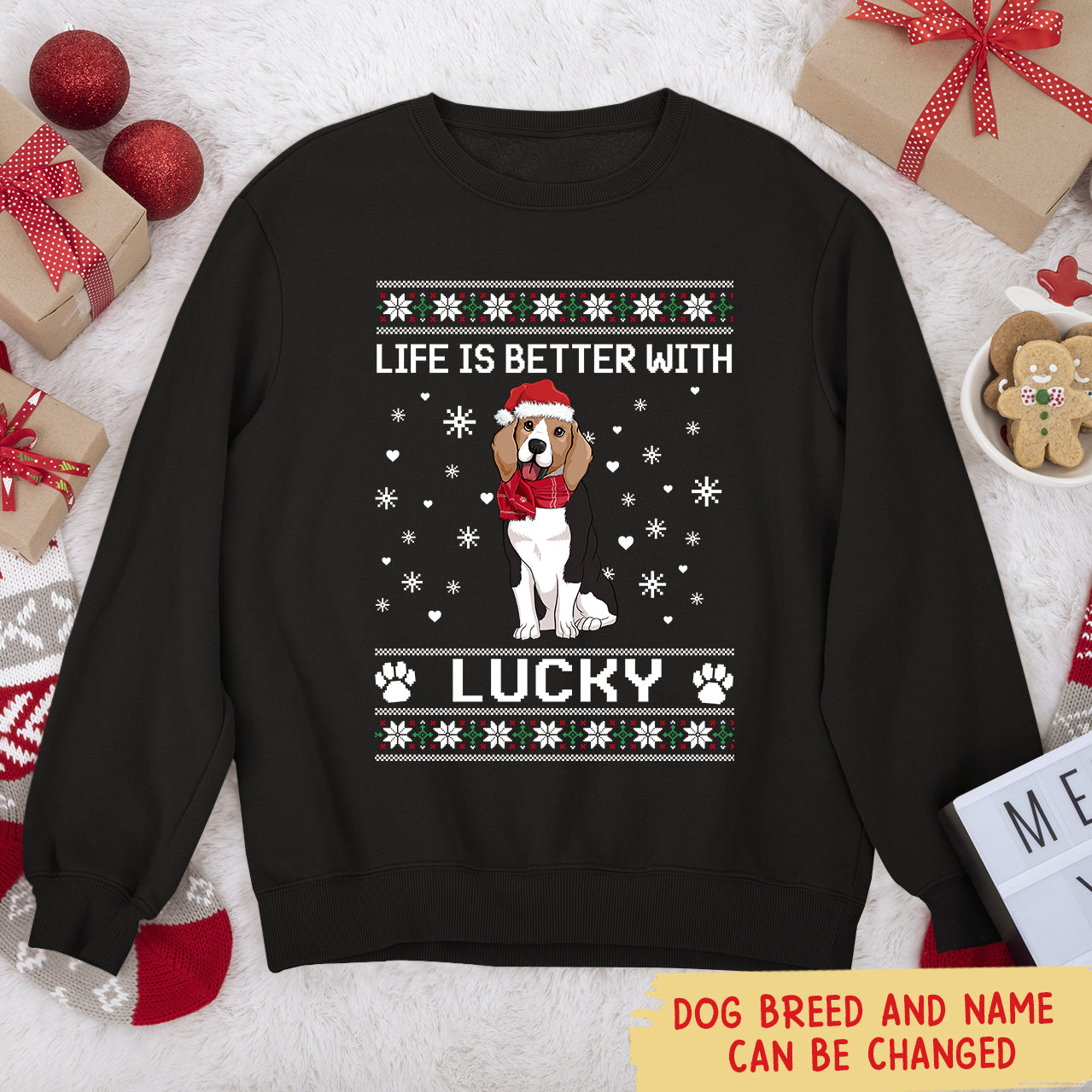 Better With Dog Christmas - Personalized Custom Unisex 8.0 oz Christmas Sweatshirt for Pet Lovers
