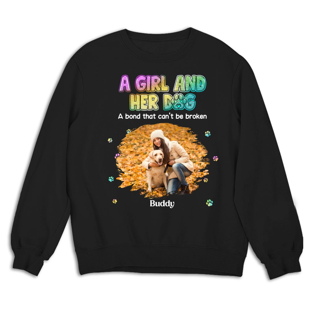 Personalized Custom A Girl And Her Dog Photo Unisex 8.0 oz Sweatshirt - Ideal Gift for Pet Lovers