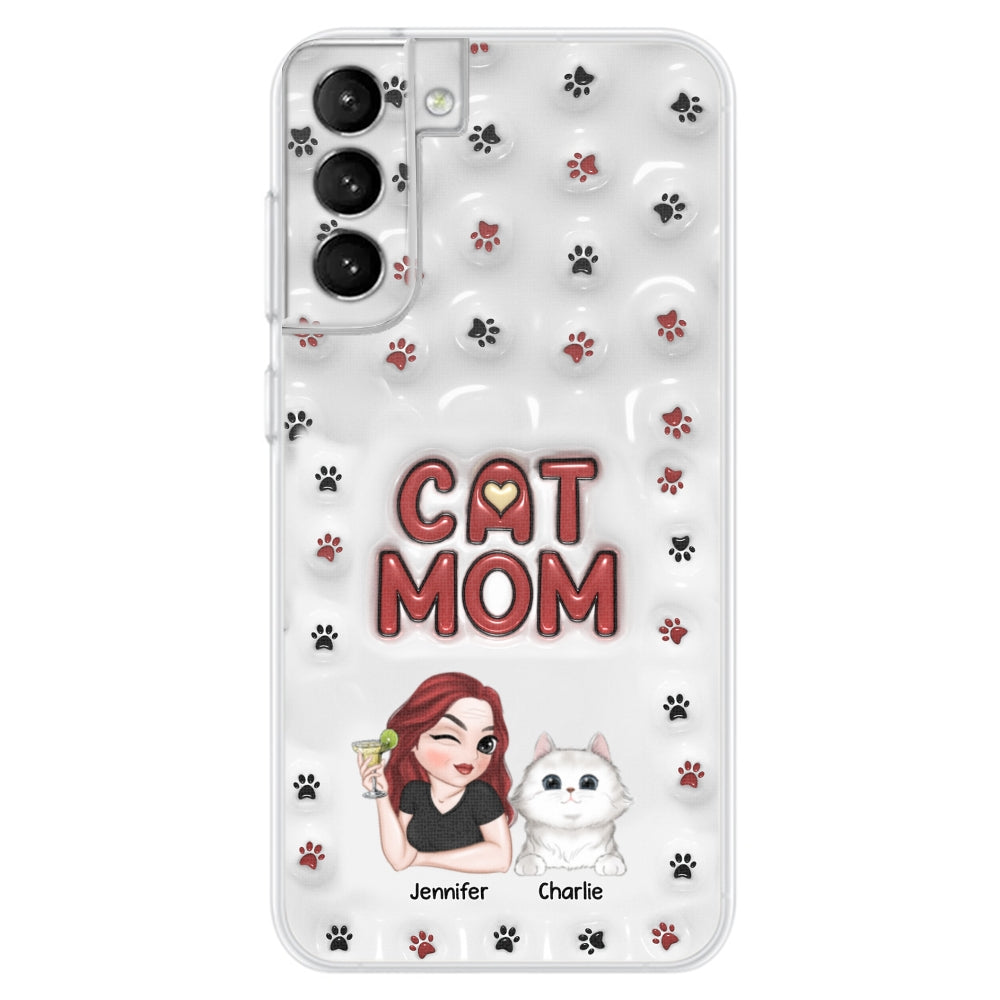 Adorable Cat Mom Personalized 3D Inflated Effect Custom Phone Case for Smartphones