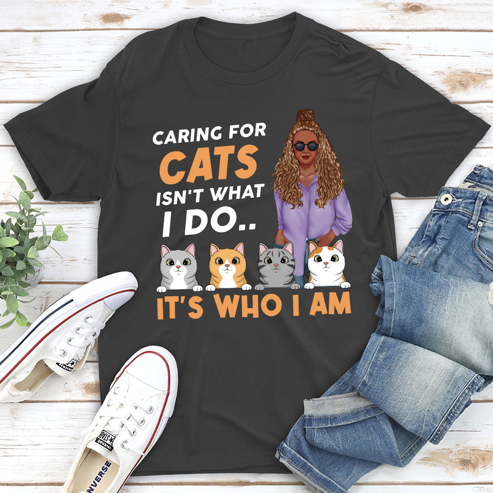 Caring For Cats 2 - Personalized Custom Unisex 5.3 oz T-shirt for Pet Lovers