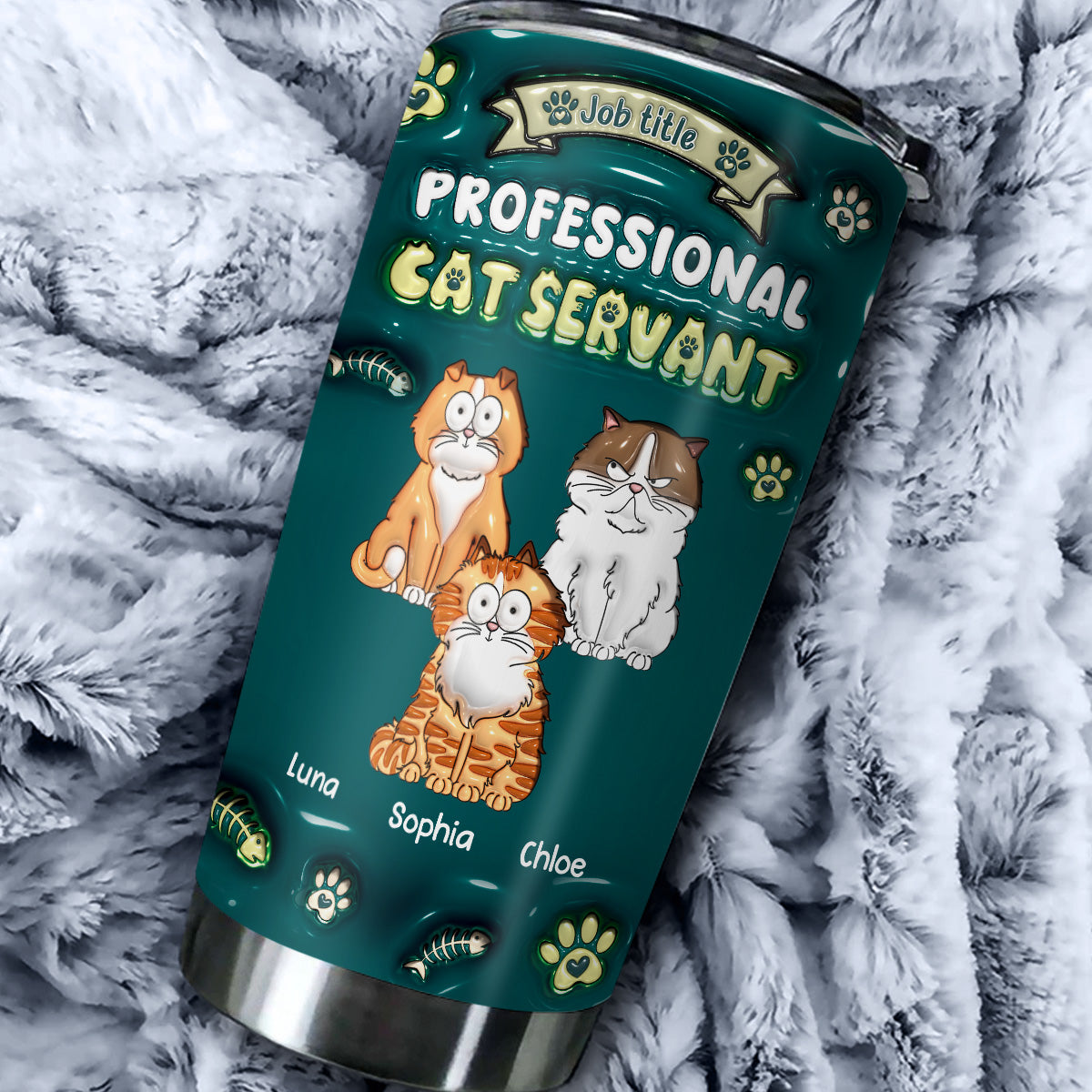 Professional Cat Servant - Exquisite Personalized Custom 3D Inflated Effect 20oz Stainless Steel Tumbler