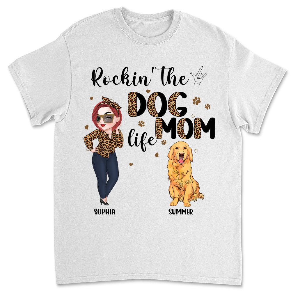 Rockin' The Dog Mom Life - Personalized Custom Unisex 5.3 oz T-shirt for Pet Lovers