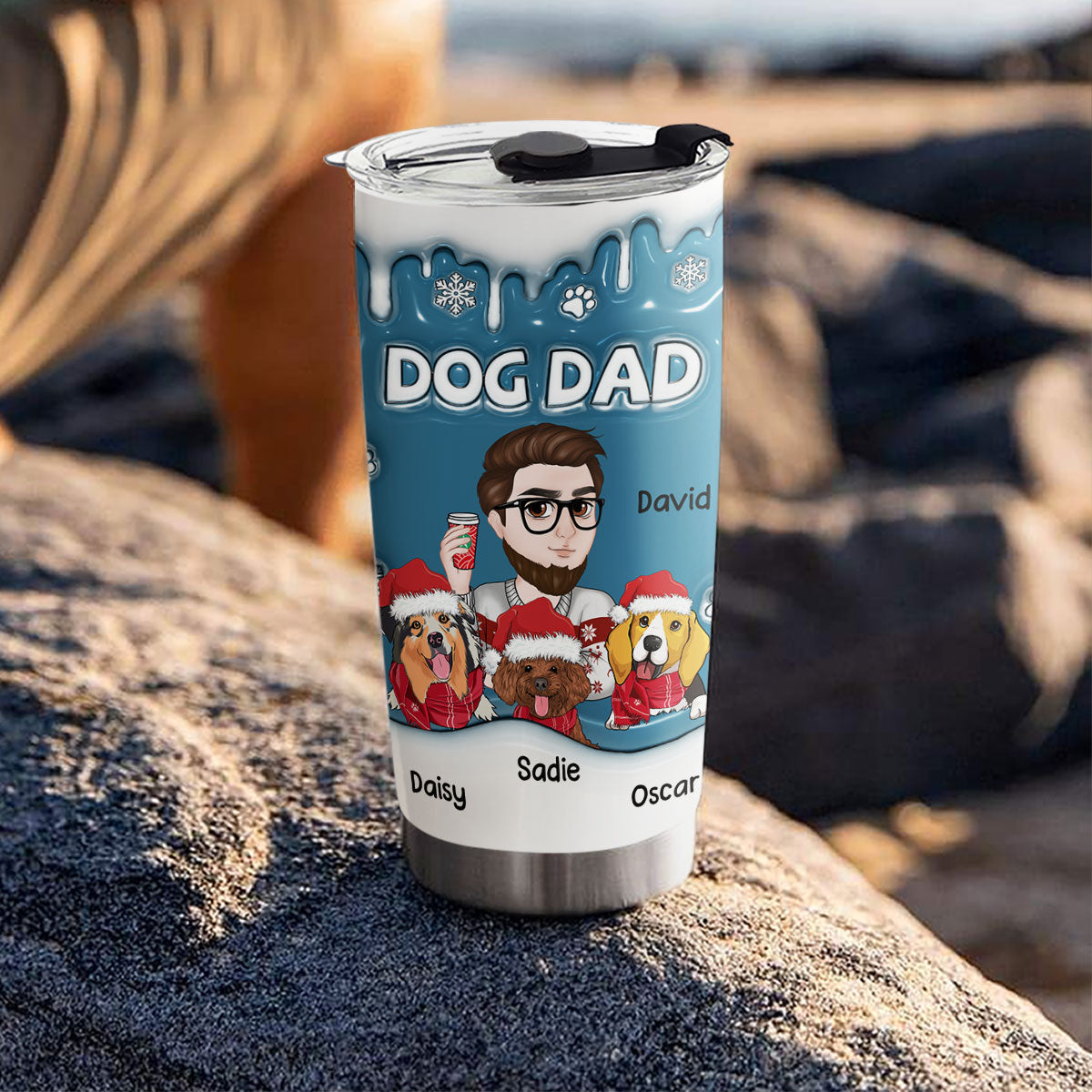 Christmas Personalized Custom 3D Inflated Effect 20oz Tumbler for Dog Parents - Ver 2
