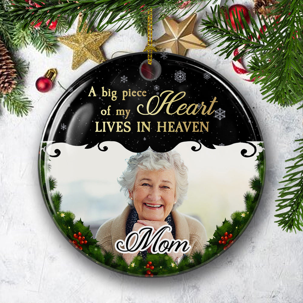 In Heaven, In Memory - Exquisite Personalized Custom Photo Circle Ceramic Ornament for Cherished Memories