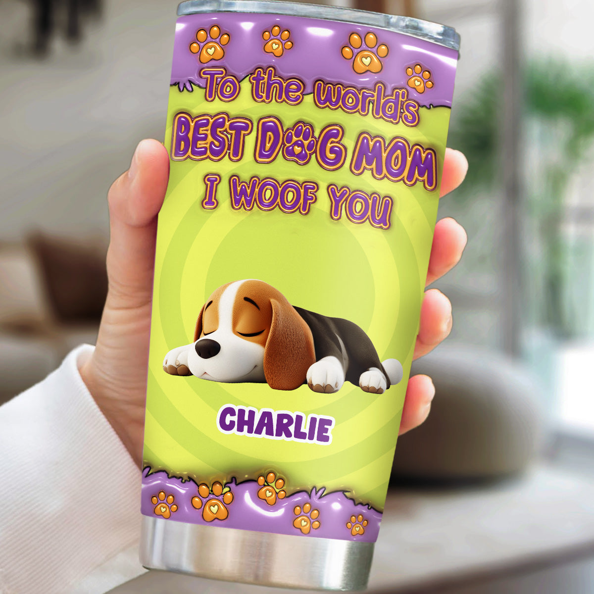 Best Personalized Custom 3D Inflated Effect Tumbler for the World's Best Dog Moms