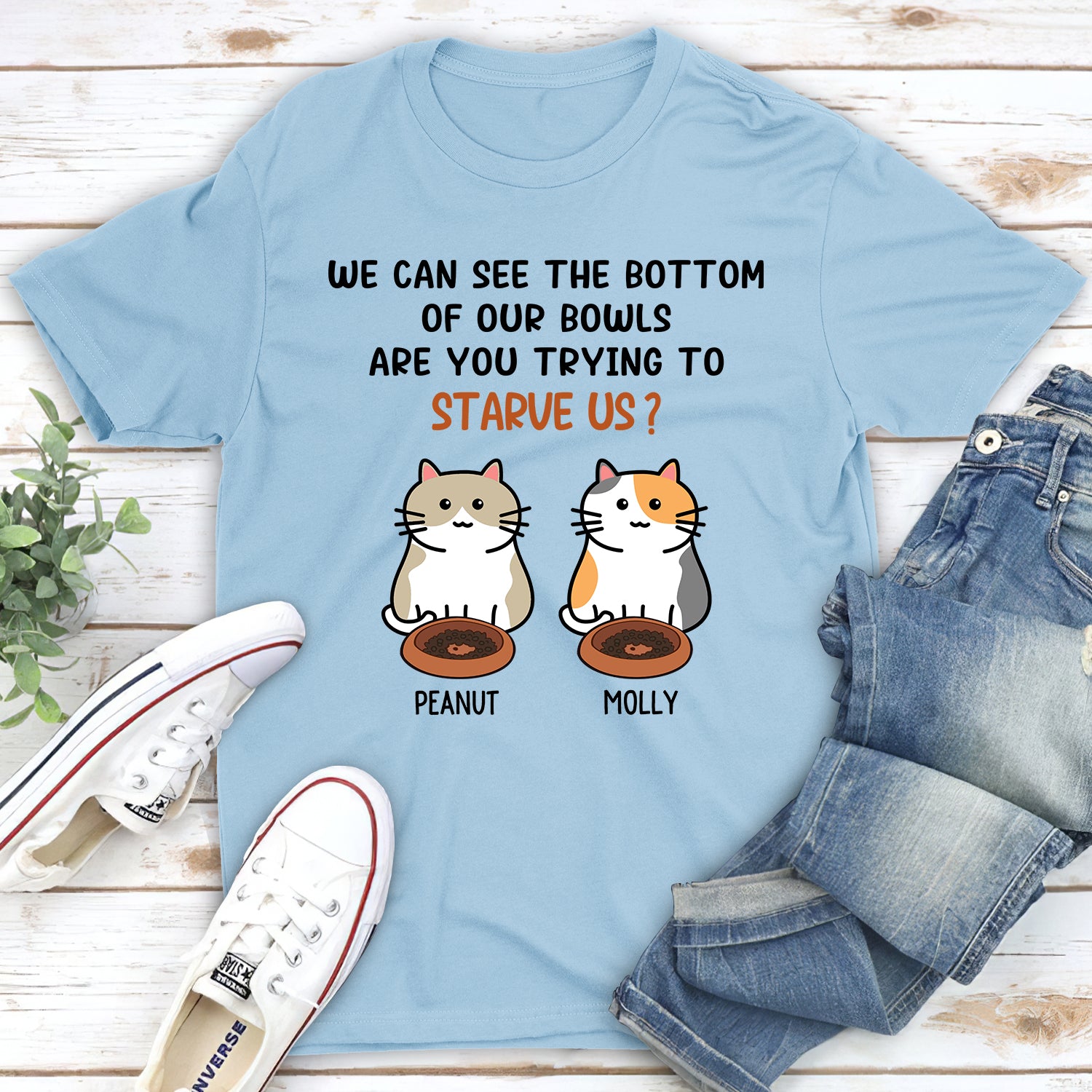 Starving Cat - Exclusive Personalized Custom Unisex 5.3 oz T-shirt for Pet Lovers