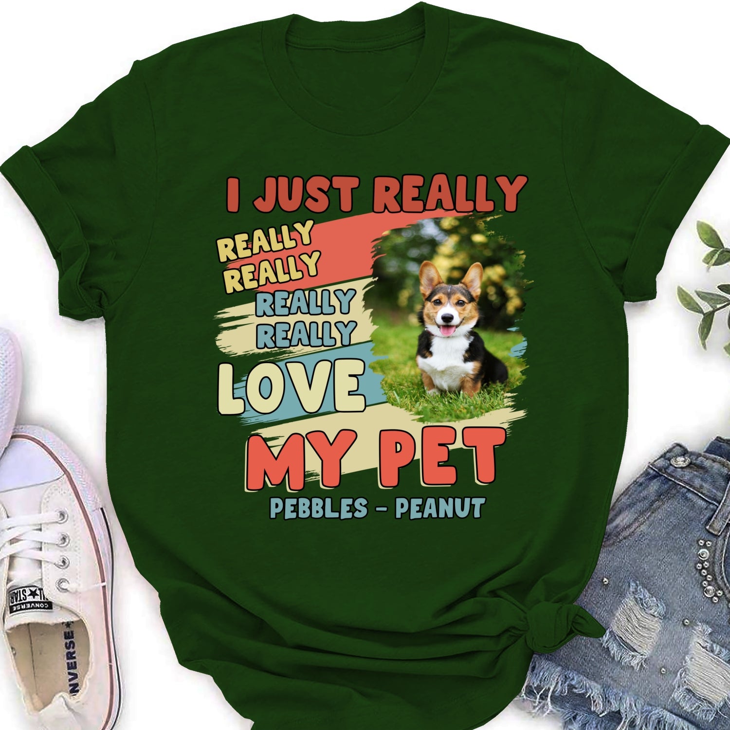 I Just Really Love My Pets Personalized Custom Photo Women's T-Shirt - Ideal Gift for Pet Lovers
